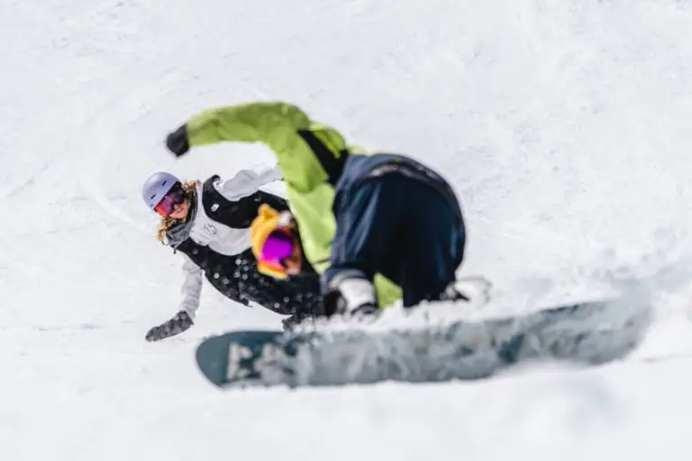 Ettore and Amy snowboarding